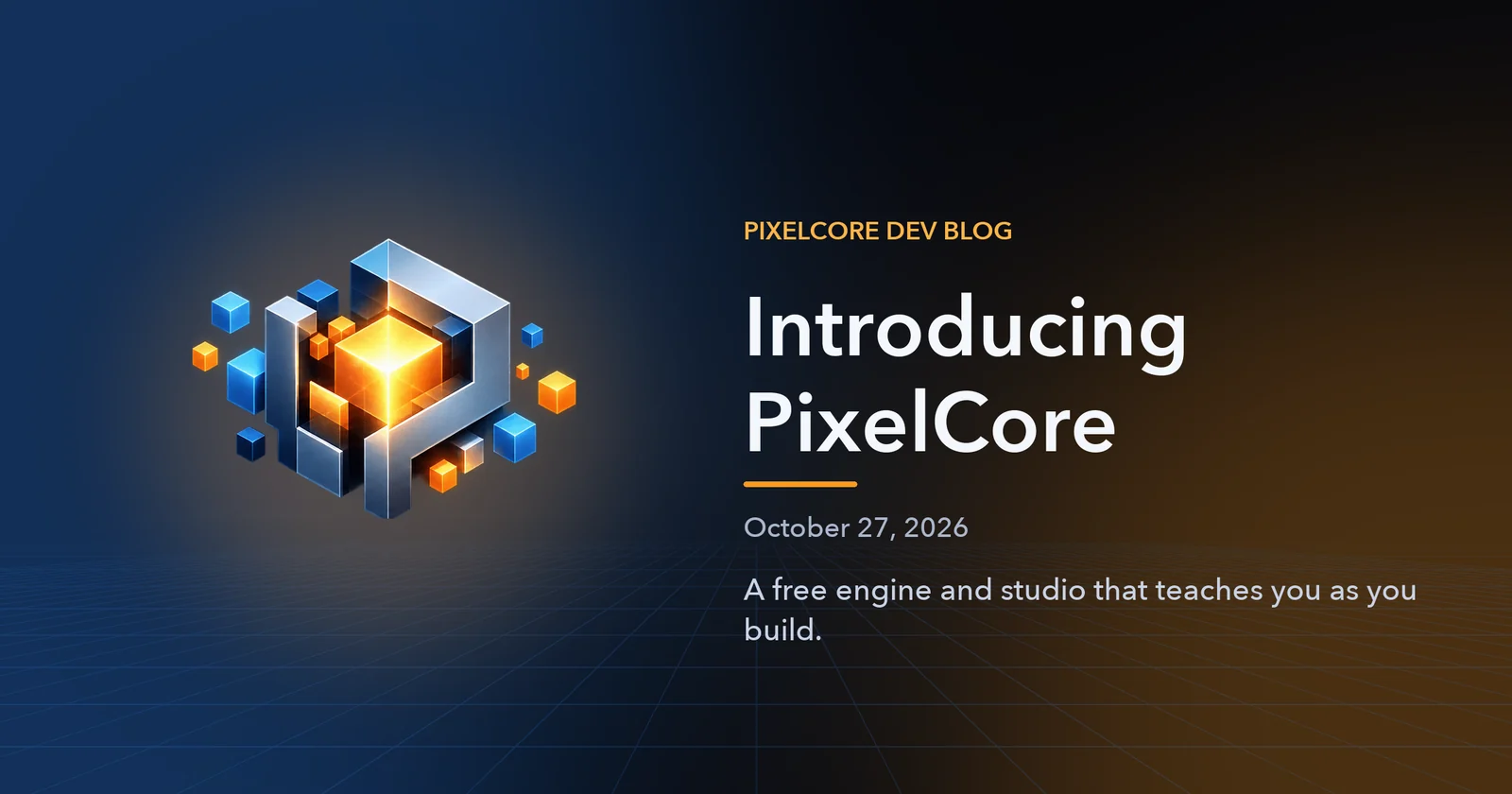 The PixelCore cube emblem beside the title Introducing PixelCore.